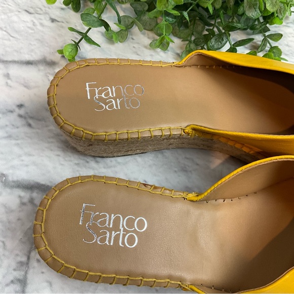 Franco Sarto * Yellow Espadrille Wedge Sandal * Sz 8.5 - Picture 6 of 9